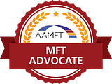 AAMFT MFT Advocate badge recognizing commitment to marriage and family therapy advocacy